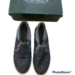 RL denim slip on sneakers